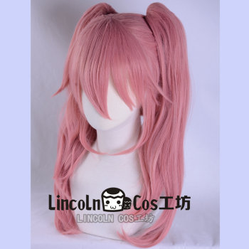 fate go fgo Tamamo Mae ສູບສີຊົມພູ double ponytail cosplay wig ສີບົວ cos wig