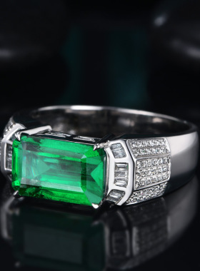 超闪霸气男戒镶钻锆石戒指