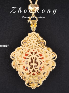 意大利复古鎏金珐琅彩帕帕拉恰吊坠轻奢重工宫廷风彩宝芬达项链