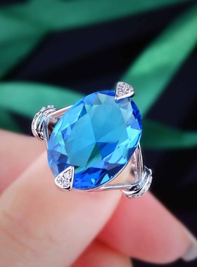 抖音直播福利品紫水晶鸽子蛋戒指 简约紫色锆石开口彩宝女戒