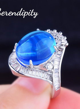 直播爆款仿星光蓝宝石戒指璀璨素面圆形果冻体星光钻彩宝活口戒指