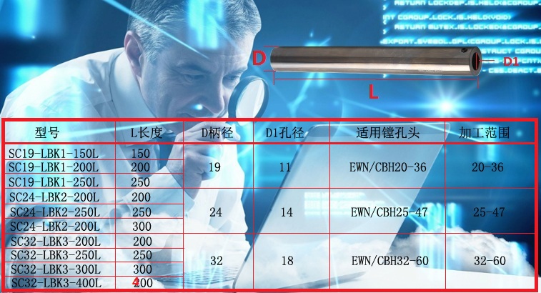 LBK精镗刀杆 深孔防震刀杆HC19 24 32-LBK1 2 3 CK钨钢镗刀杆 - 图2