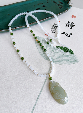 天然和田玉白玉佛公平安扣吊坠绳