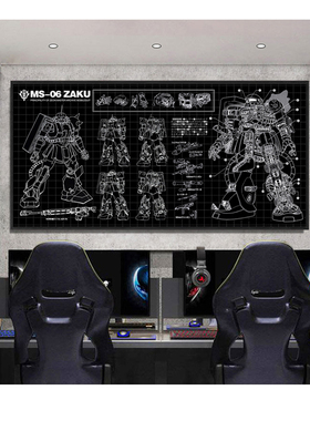 清晰版gundam高达扎古元祖RX-78-2设计稿图纸蓝图装饰画海报礼物