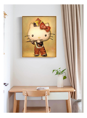 恶搞Hellokitty猫艺术博物馆联名版画呐喊蒙娜丽莎海报装饰画礼物