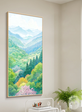 《绘梦春山》日式原木风手绘油画