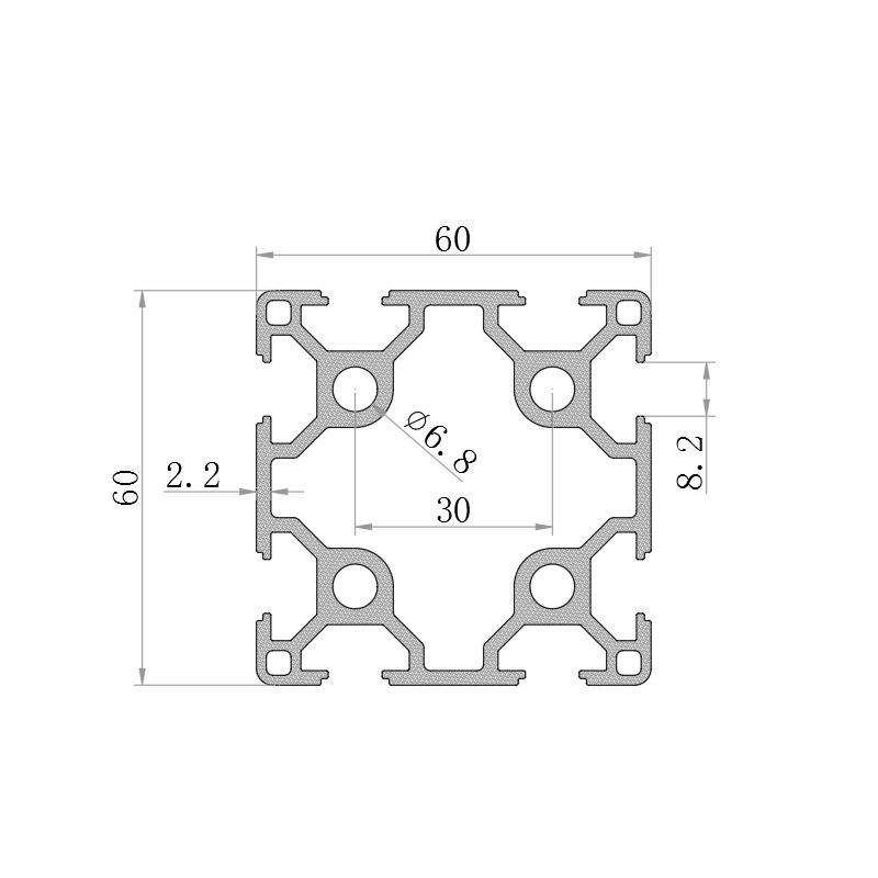 6060 S双槽 工业铝型材欧标6060双槽 60系双槽型材6060欧标铝型材 - 图0