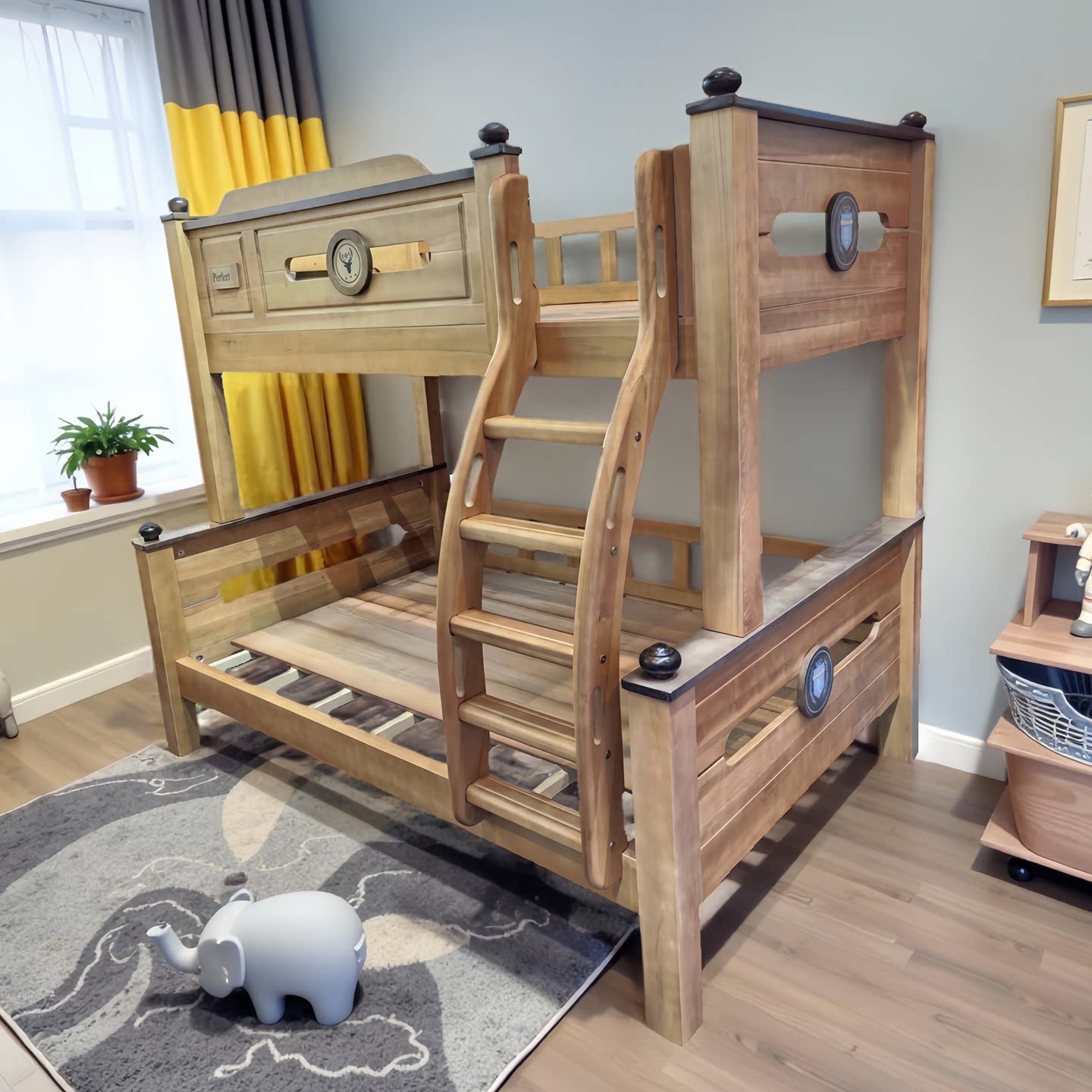 实木上下床高低床全实木儿童床上下床双层床两层男孩女孩上下铺