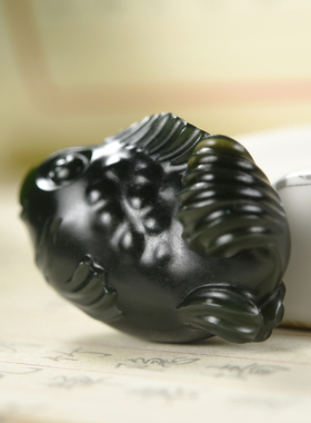 和田玉塔青热带鱼挂件