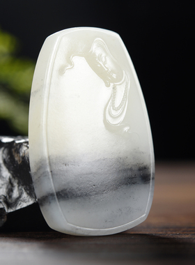 和田青花籽料观音牌