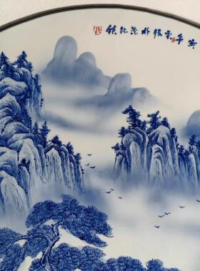 景德镇手绘青花瓷板画茶室装饰画