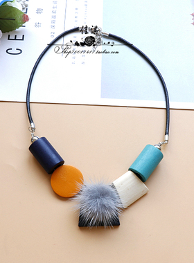 韩国休闲风撞色配饰毛衣链