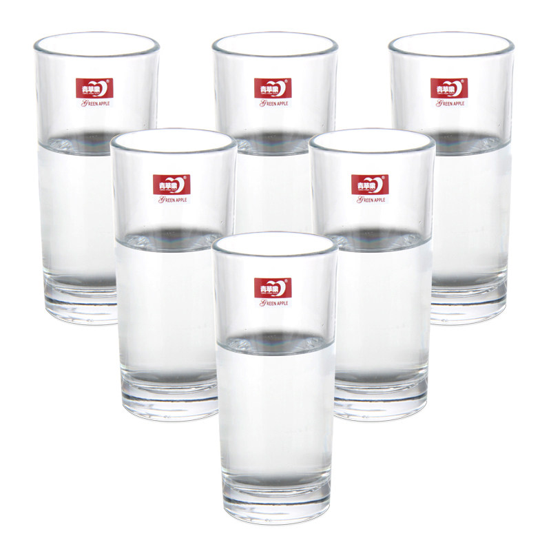 青苹果耐热玻璃杯家用水杯啤酒杯 圆形玻璃水杯 套装待客耐热水杯,淘宝优惠券,粉丝福利购,淘宝优惠卷