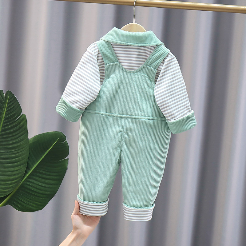 男宝宝背带裤套装婴幼儿棉衣连体裤2件套女童0-1-2岁春秋冬外出服,淘宝优惠券,粉丝福利购,淘宝优惠卷