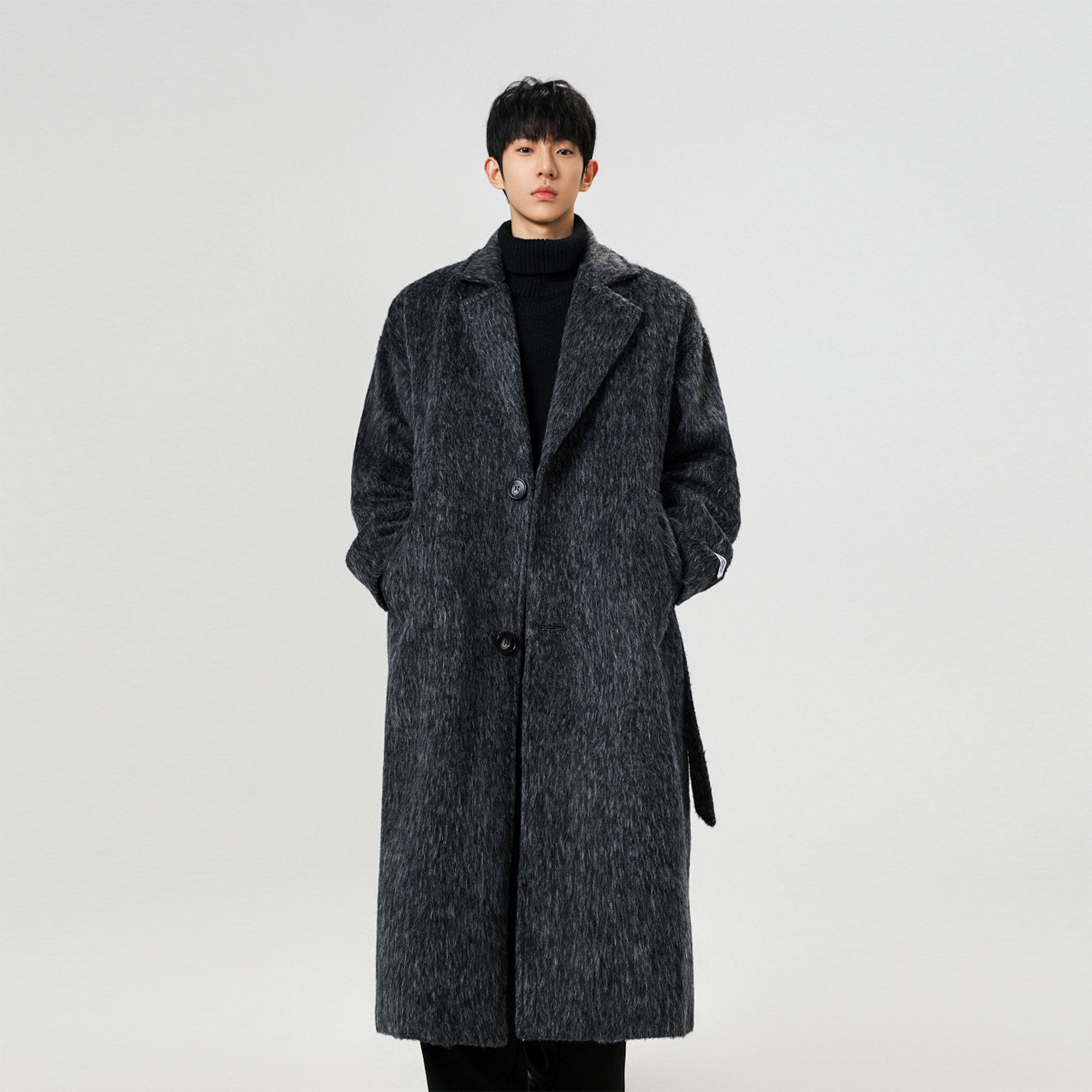 胖胖哥英伦风毛呢大衣男冬季长款大码宽松西装领过膝高级感外套潮,淘宝优惠券,粉丝福利购,淘宝优惠卷