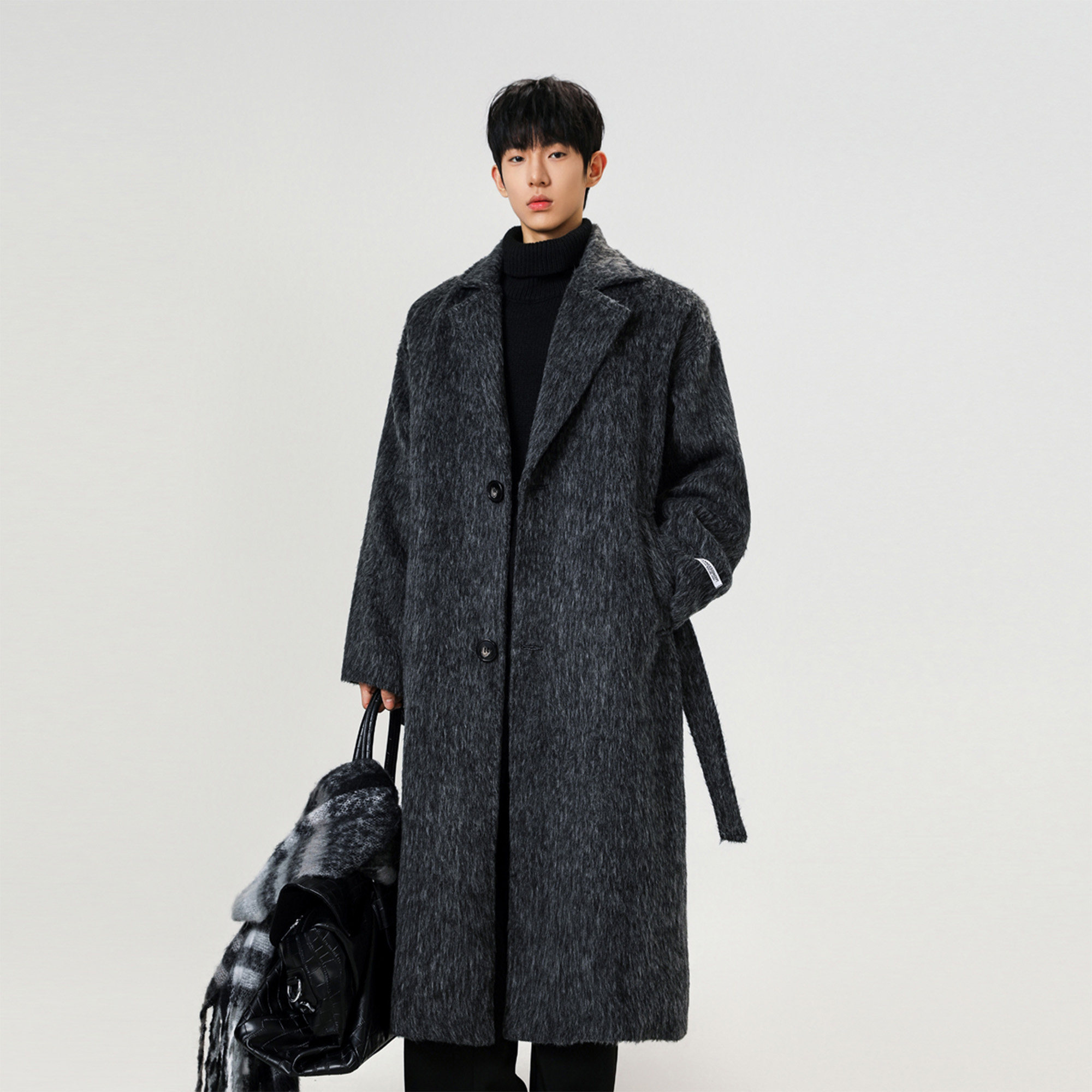 胖胖哥英伦风毛呢大衣男冬季长款大码宽松西装领过膝高级感外套潮,淘宝优惠券,粉丝福利购,淘宝优惠卷