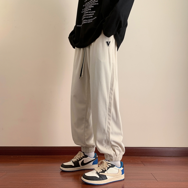 胖胖哥裤子男春季束脚卫裤美式男生宽松休闲裤大码男装运动长裤潮