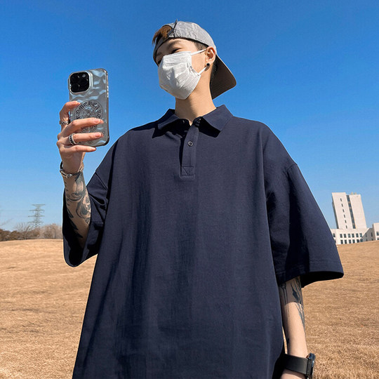 Camiseta de manga corta con solapa americana Fat Brother para hombre, polo holgado de talla grande a la moda para niño, novedad de verano 2025