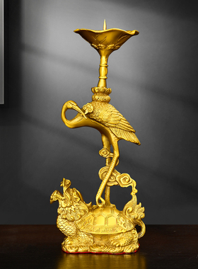 铜蜡烛台摆件黄铜一对中式复古家