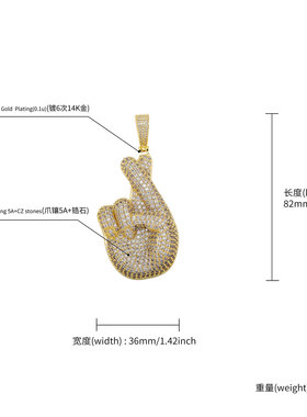 亚马逊热卖手掌吊坠比心造型满锆