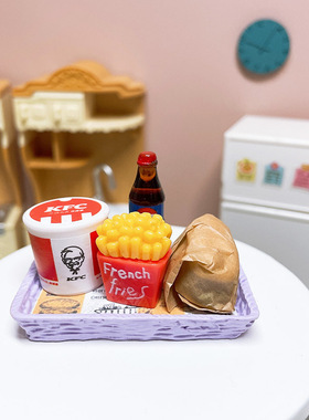 树脂仿真娃娃屋配件汉堡薯条