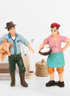 塑胶工人角色农场人物模型