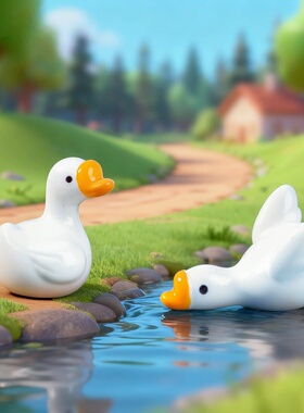 微景观创意可爱小胖鹅公仔 diy装饰品配件桌面车载迷你树脂小摆件