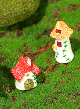 树脂桌面红砖瓦房子摆件