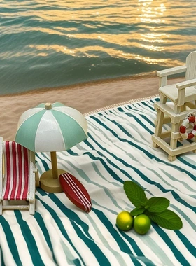 创意沙滩主题摆件太阳伞沙滩躺椅救生椅套微景观装饰鱼缸沙盘造景