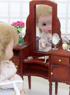 合金娃娃屋摆件金色镜子模型