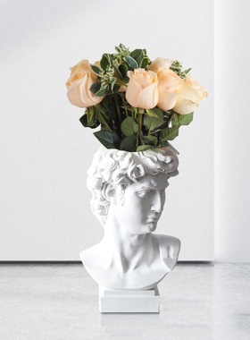 北欧ins风复古大卫笔筒花瓶水培插瓶迷你模型化妆刷收纳桌面摆件