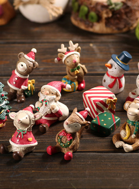 小摆件小摆件道具动物节日圣诞树