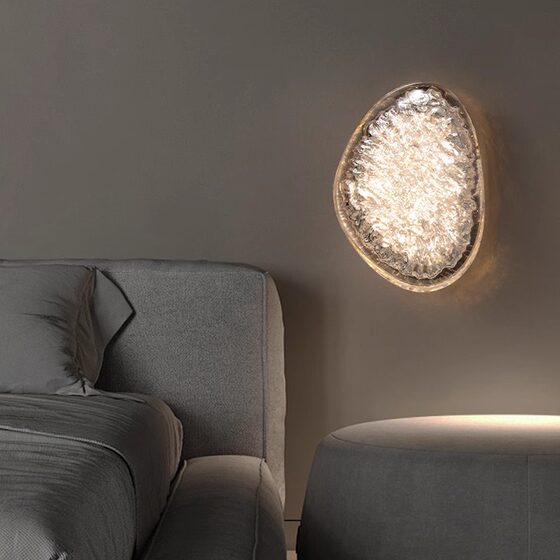 Bingyang Crystal Platinum Art Wall Lamp Bedroom Bedside Lighting Acrylic Living Room Wall Lamp Simple Modern