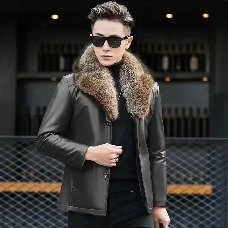 2025新款男士皮毛一体海宁真皮皮衣男修身绵羊皮夹克冬季皮草外套,淘宝优惠券,粉丝福利购,淘宝优惠卷