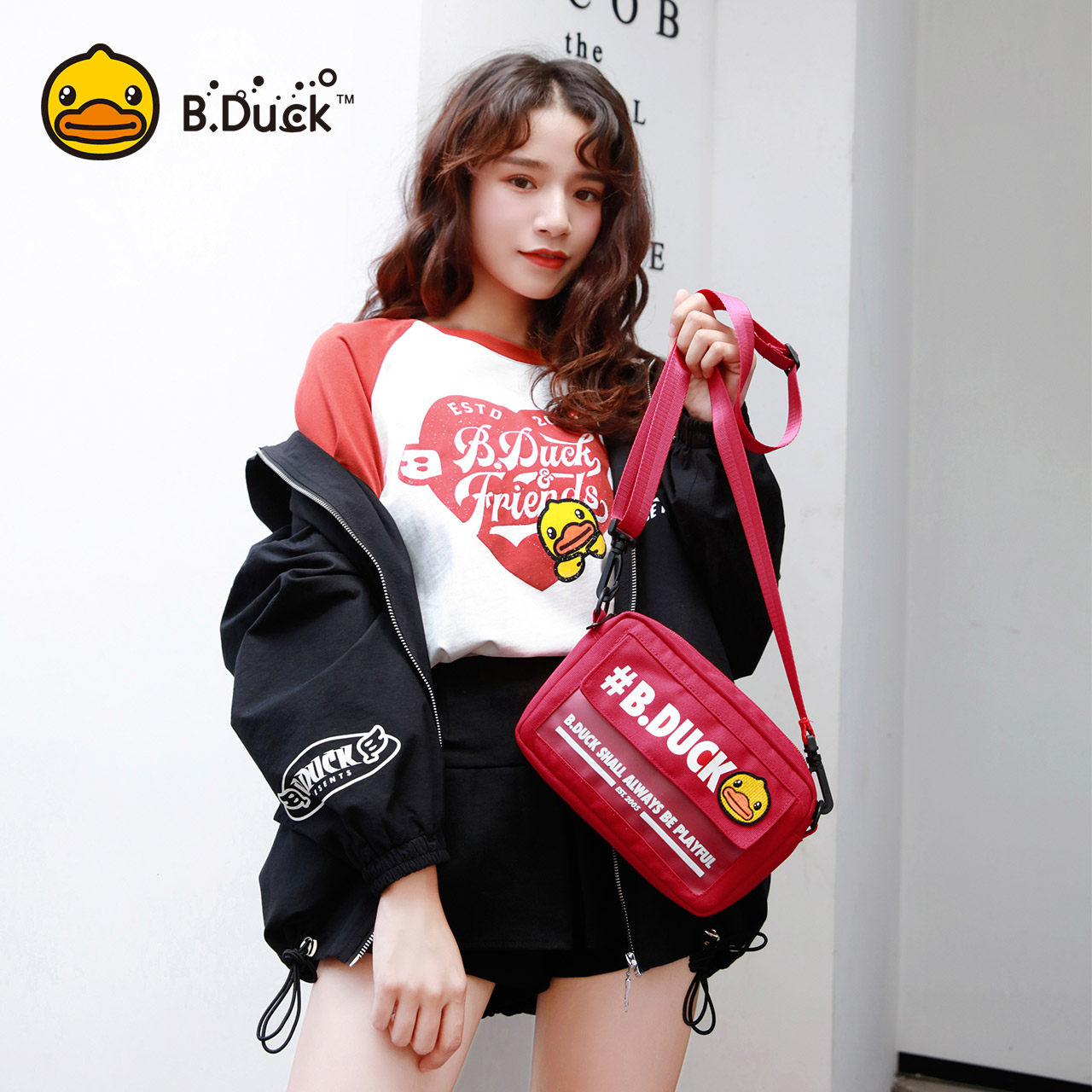 b . duck小黄鸭情侣款iconic斜挎包 semk女士包袋
