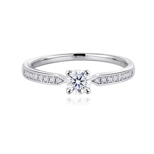 S925纯银四爪女款莫桑仿真钻石戒食指结婚戒微镶锆石戒指气质银饰 - 图3