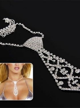 领带女装饰设计感韩版饰品锁骨项链亮钻女士颈链时尚礼物创意