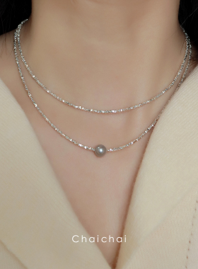 925碎银子珍珠项链叠戴