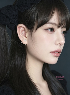 女团风无痛钛钢横穿铆钉耳骨钉