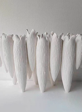 简约创意白色手工陶瓷竹笋花器摆件家居玄关样板间售楼处酒店花瓶