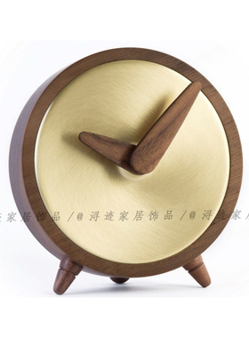 复古怀旧罗马时钟马毛胡桃木床头柜书档屏风摆件样板间软装家居