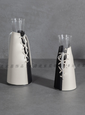 现代轻奢高档皮革桌面艺术客厅电视柜软装花器摆件样板间售楼处