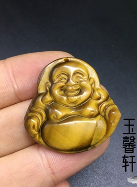 天然黄虎眼石狐狸吊坠