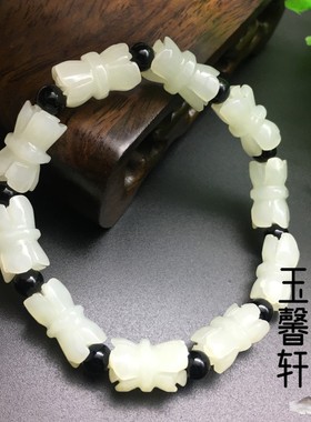 韩料青白玉莲华造型手链