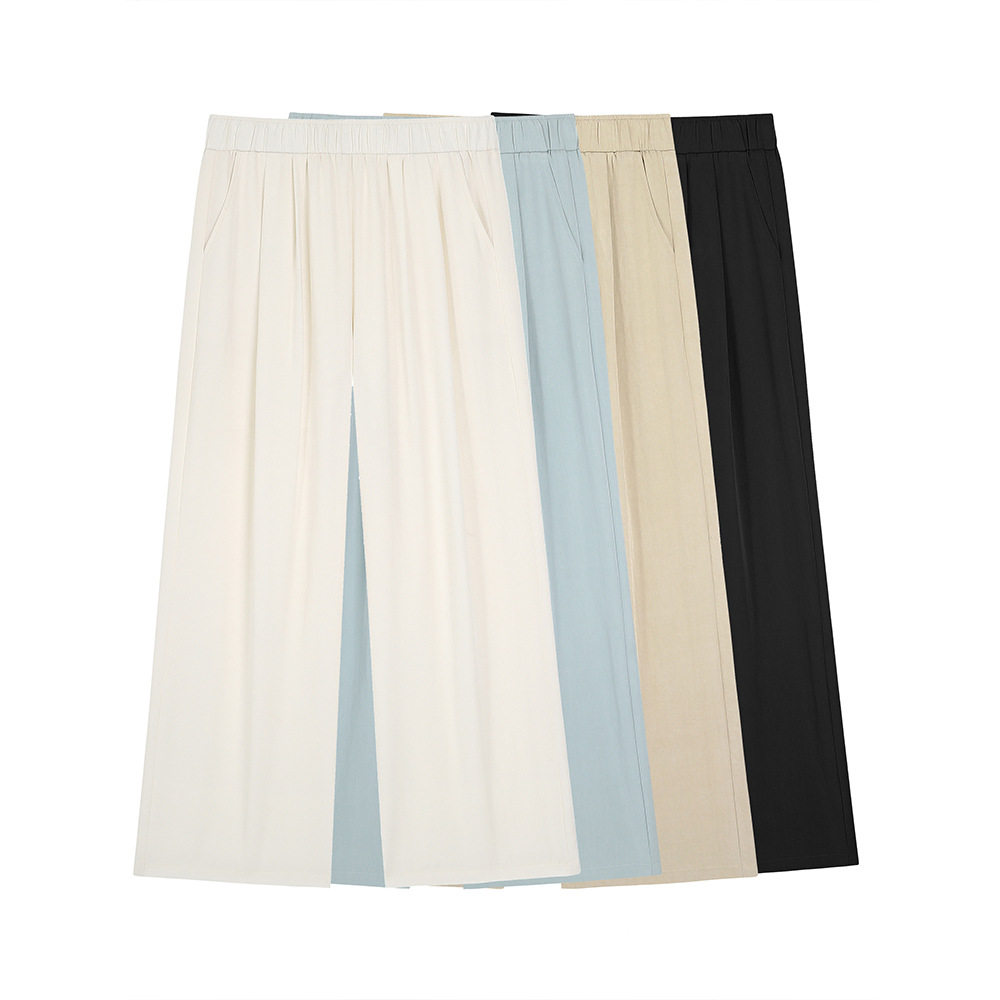 大码女装高腰阔腿裤女夏薄款宽松垂感胖mm梨形身材松紧腰直筒裤子,淘宝优惠券,粉丝福利购,淘宝优惠卷