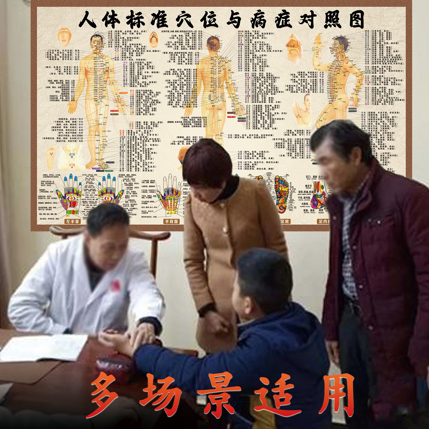 中医养生海报病症对照图墙面贴画墙上十二经络针灸穴位中医挂图
