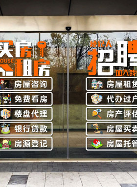 房产中介租赁房屋橱窗玻璃门贴纸