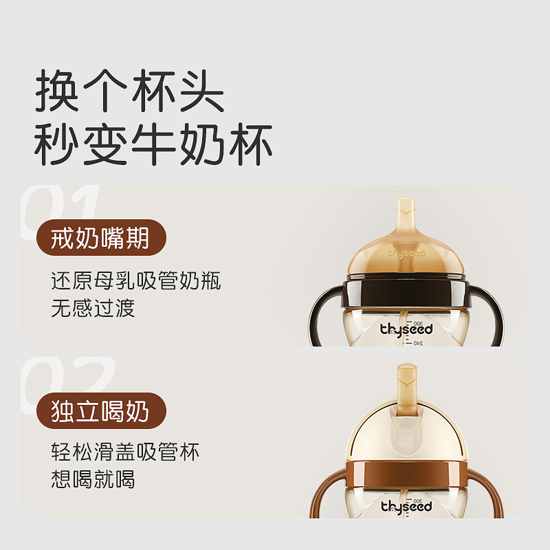 世喜吸管杯滑盖儿童宝宝直饮吸管水杯喝水喝奶牛奶杯1-2岁重力球-图3