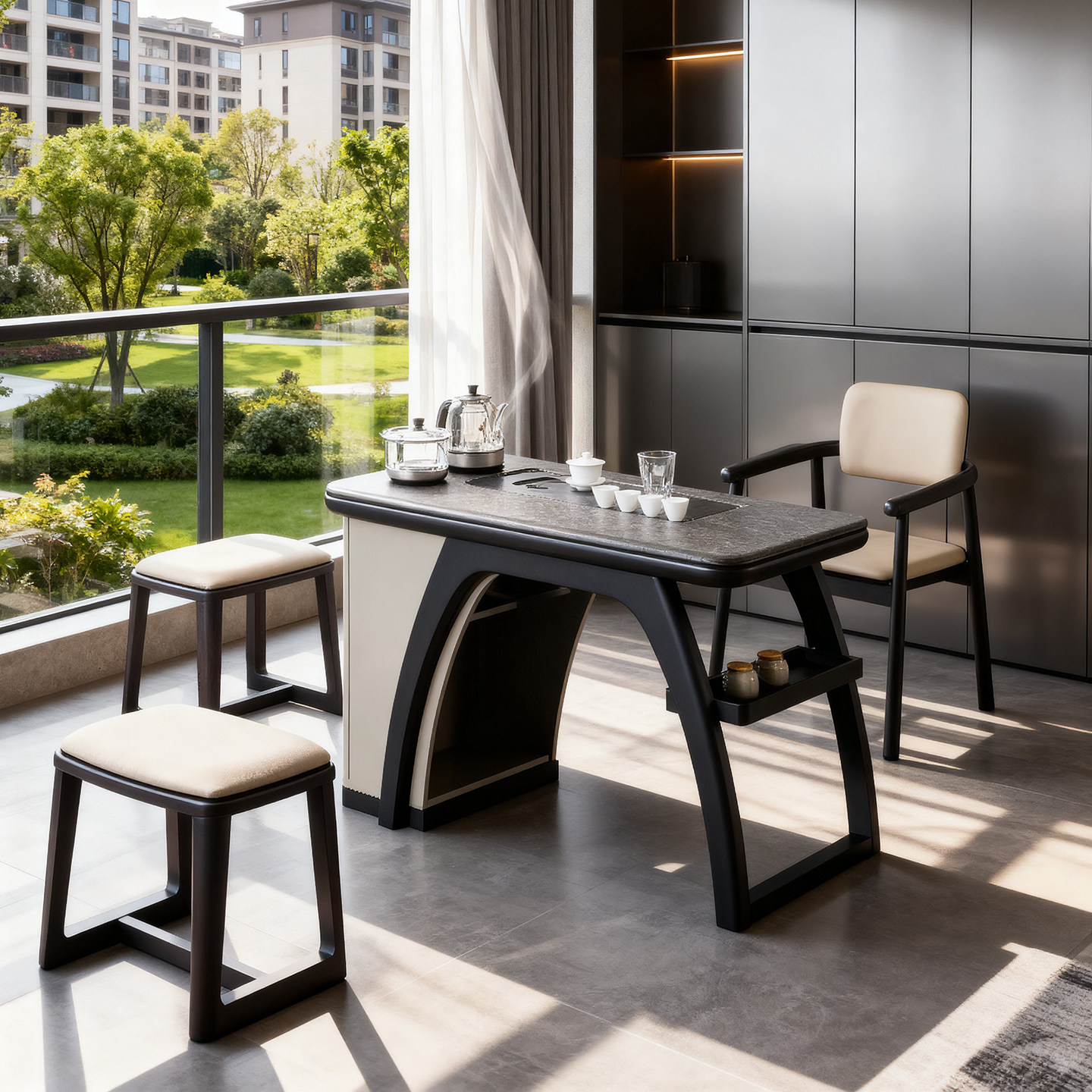 意式极简阳台茶桌椅组合小户型家用实木休闲现代简约办公泡茶台,淘宝优惠券,粉丝福利购,淘宝优惠卷