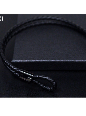 Yuki韩版潮搭扣牛皮编织个性手链